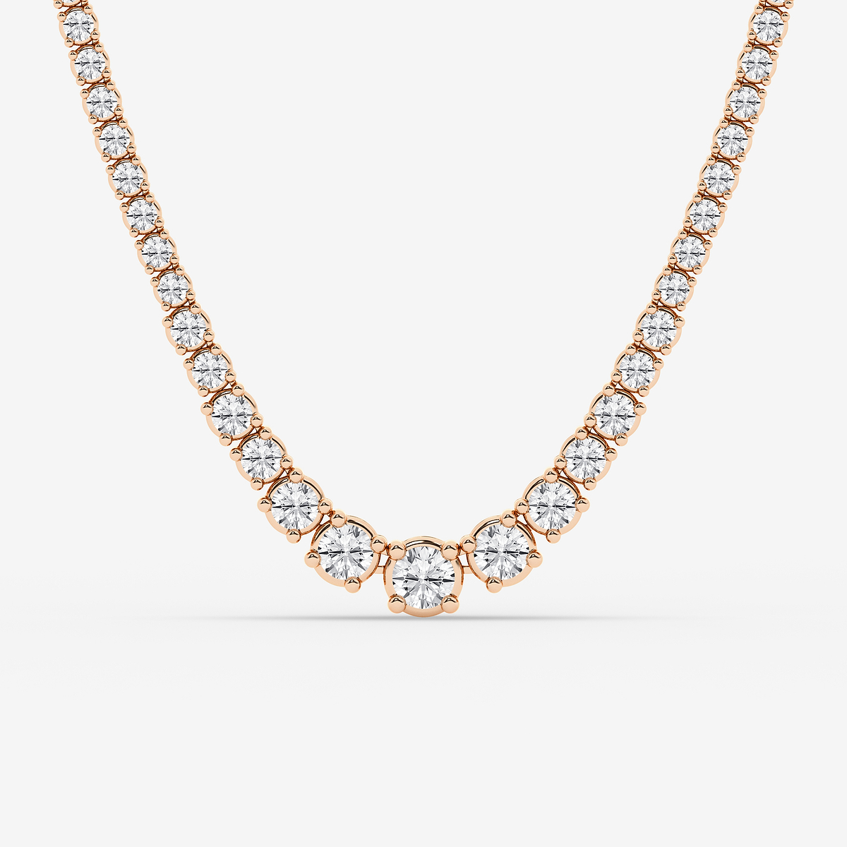 20 ctw Round Lab Grown Diamond Four Prong Graduated Tennis Necklace